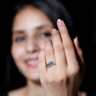 0.7 Carat Aquamarine Two Stone Engagement Ring with Diamond AAA - Rosec Jewels