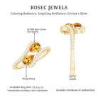 Pear Shape Citrine Two Stone Engagement Ring with Diamond AAA - Rosec Jewels