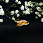 Pear Shape Citrine Two Stone Engagement Ring with Diamond AAA - Rosec Jewels