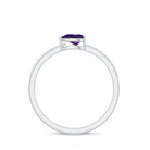 Natural 1 Carat Pear Shaped Amethyst Engagement Ring with Diamond AAA - Rosec Jewels