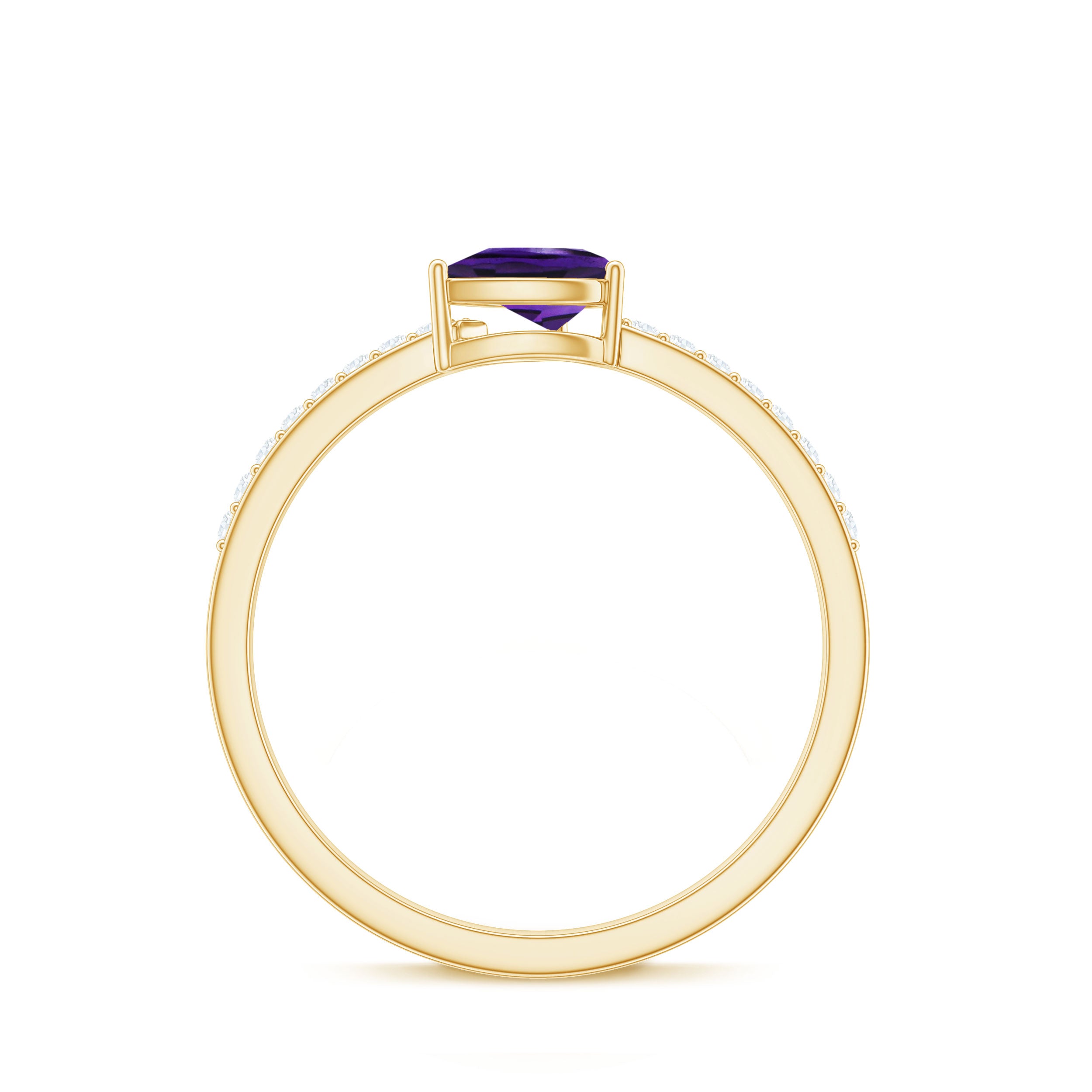 Natural 1 Carat Pear Shaped Amethyst Engagement Ring with Diamond AAA - Rosec Jewels
