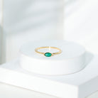 4X8 MM Marquise Lab Grown Emerald East West Promise Ring AAAA - Rosec Jewels