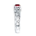 Natural 0.6 Carat Ruby Vintage Looking Engagement Ring with Diamond AAA - Rosec Jewels