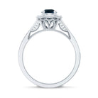 Vintage Looking London Blue Topaz Engagement Ring with Diamond Halo AAA - Rosec Jewels