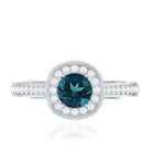 Vintage Looking London Blue Topaz Engagement Ring with Diamond Halo AAA - Rosec Jewels