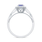 Vintage Style Tanzanite Engagement Ring with Diamond Halo for Women AAA - Rosec Jewels