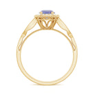 Vintage Style Tanzanite Engagement Ring with Diamond Halo for Women AAA - Rosec Jewels