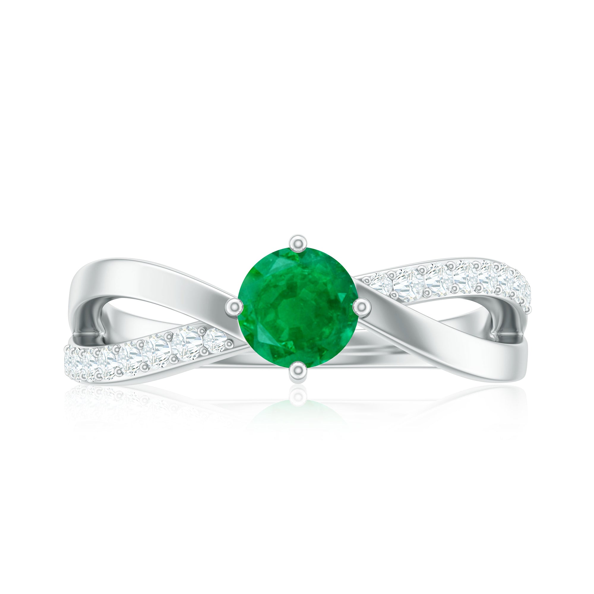 Rosec Jewels-Real Emerald Infinity Promise Ring with Diamond