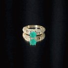 Vintage Looking Emerald and Diamond Engagement Ring for Women AAA - Rosec Jewels