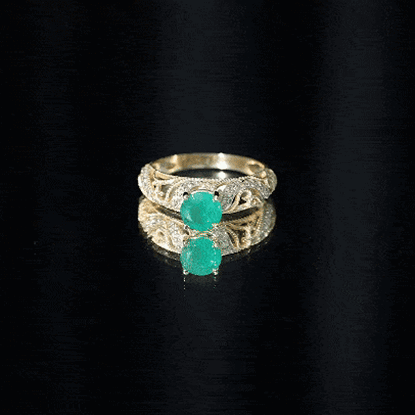 Vintage Looking Emerald and Diamond Engagement Ring for Women AAA - Rosec Jewels