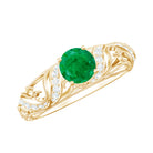 Vintage Looking Emerald and Diamond Engagement Ring for Women AAA - Rosec Jewels