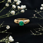 Vintage Looking Emerald and Diamond Engagement Ring for Women AAA - Rosec Jewels