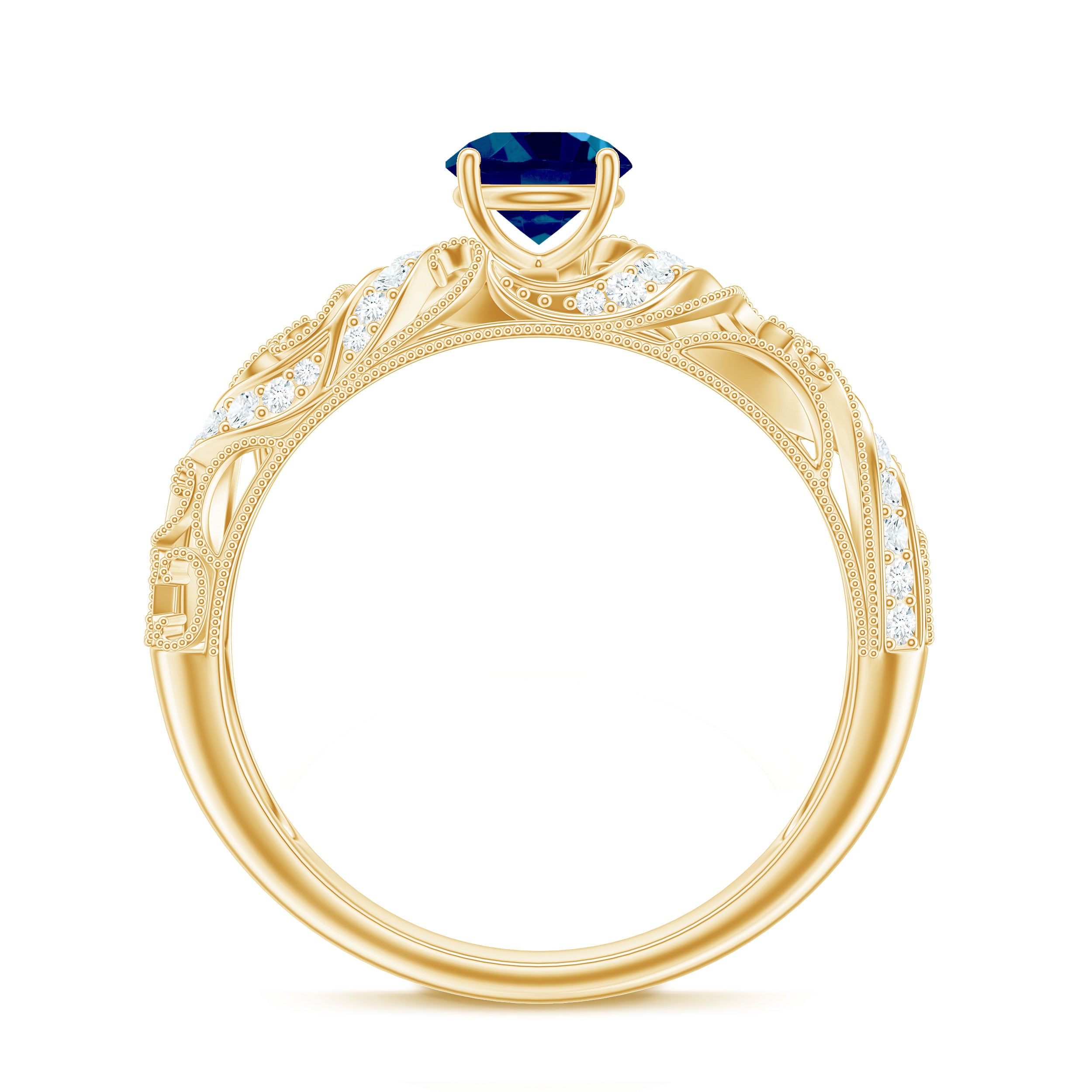 Rosec Jewels-Vintage London Blue Topaz and Diamond Engagement Ring