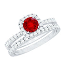 Vintage Inspired Created Ruby and Diamond Wedding Band Ring AAAA - Rosec Jewels