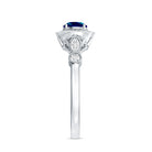5mm London Blue Topaz Antique Engagement Ring with Diamond Halo AAA - Rosec Jewels