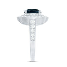 8mm Round London Blue Topaz Double Halo Engagement Ring with Moissanite AAA - Rosec Jewels