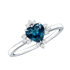 2 Carat Heart London Blue Topaz Engagement Ring with Diamond AAA - Rosec Jewels