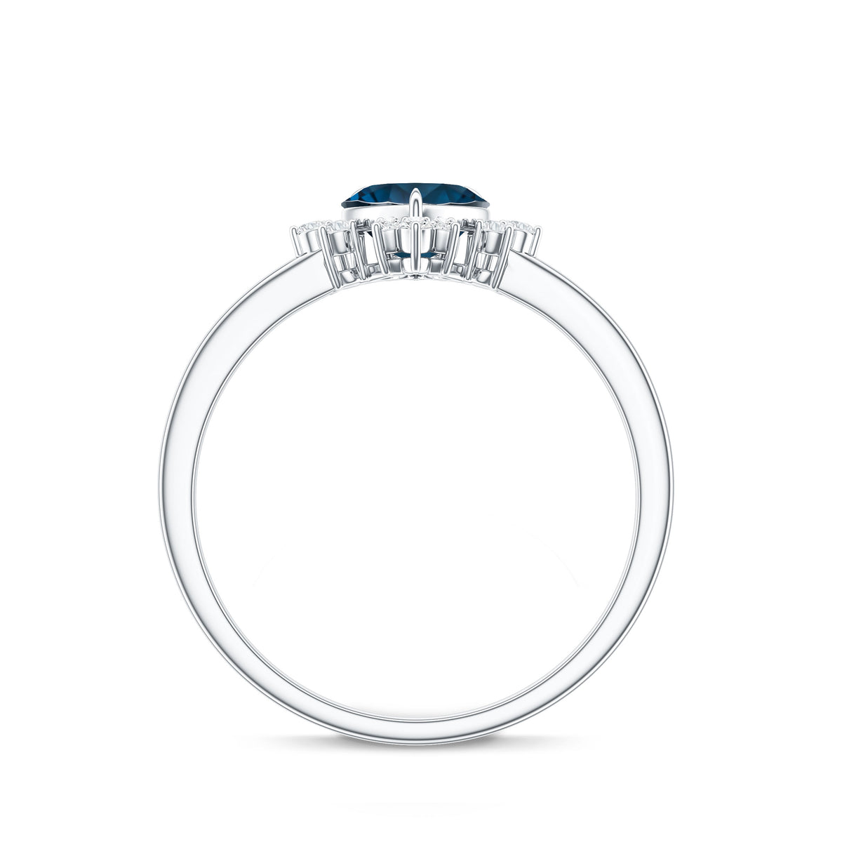 2 Carat Heart London Blue Topaz Engagement Ring with Diamond AAA - Rosec Jewels