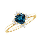 2 Carat Heart London Blue Topaz Engagement Ring with Diamond AAA - Rosec Jewels