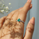 Marquise Cut Emerald Celtic Knot Engagement Ring with Diamonds AAA - Rosec Jewels