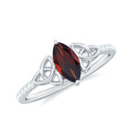 Real Garnet Diamond Marquise Engagement Ring with Celtic Knot AAA - Rosec Jewels