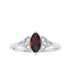 Real Garnet Diamond Marquise Engagement Ring with Celtic Knot AAA - Rosec Jewels
