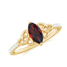 Real Garnet Diamond Marquise Engagement Ring with Celtic Knot AAA - Rosec Jewels