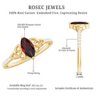 Real Garnet Diamond Marquise Engagement Ring with Celtic Knot AAA - Rosec Jewels