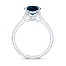 Solitaire Cushion Cut London Blue Topaz Cathedral Engagement Ring AAA - Rosec Jewels