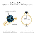 Solitaire Cushion Cut London Blue Topaz Cathedral Engagement Ring AAA - Rosec Jewels