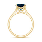 Solitaire Cushion Cut London Blue Topaz Cathedral Engagement Ring AAA - Rosec Jewels