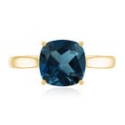 Solitaire Cushion Cut London Blue Topaz Cathedral Engagement Ring AAA - Rosec Jewels