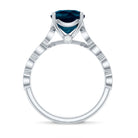 Cushion Cut London Blue Topaz Vintage Engagement Ring with Diamonds AAA - Rosec Jewels