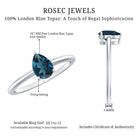 5X7MM Pear Shaped London Blue Topaz Solitaire Ring AAA - Rosec Jewels