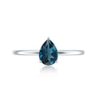 5X7MM Pear Shaped London Blue Topaz Solitaire Ring AAA - Rosec Jewels