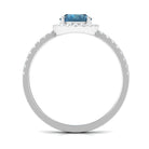 6X8mm Oval Cut London Blue Topaz Classic Engagement Ring with Diamond Halo AAA - Rosec Jewels