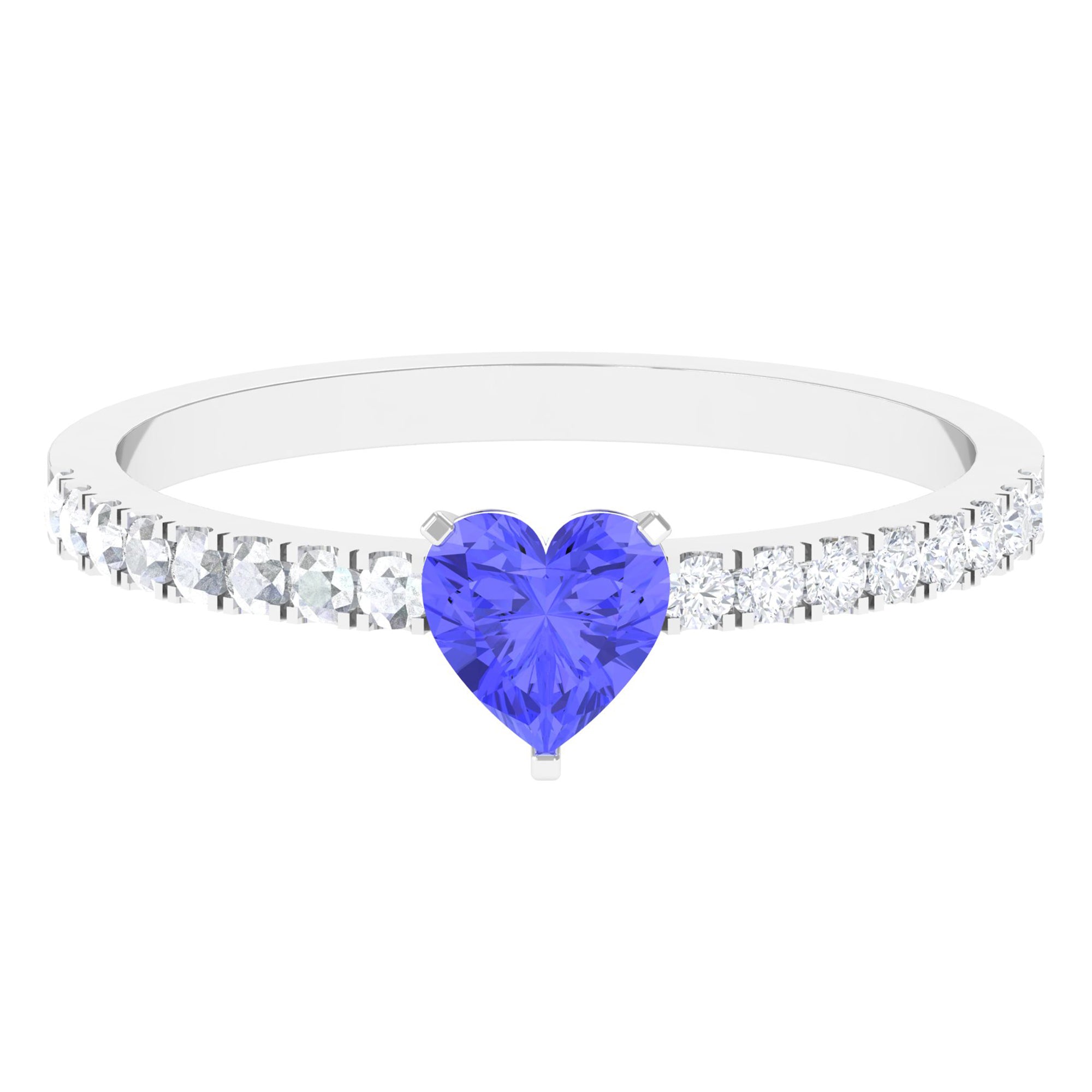 1.50 CT Heart Shaped Tanzanite Solitaire Ring with Diamond Tanzanite - ( AAA ) - Quality - Rosec Jewels