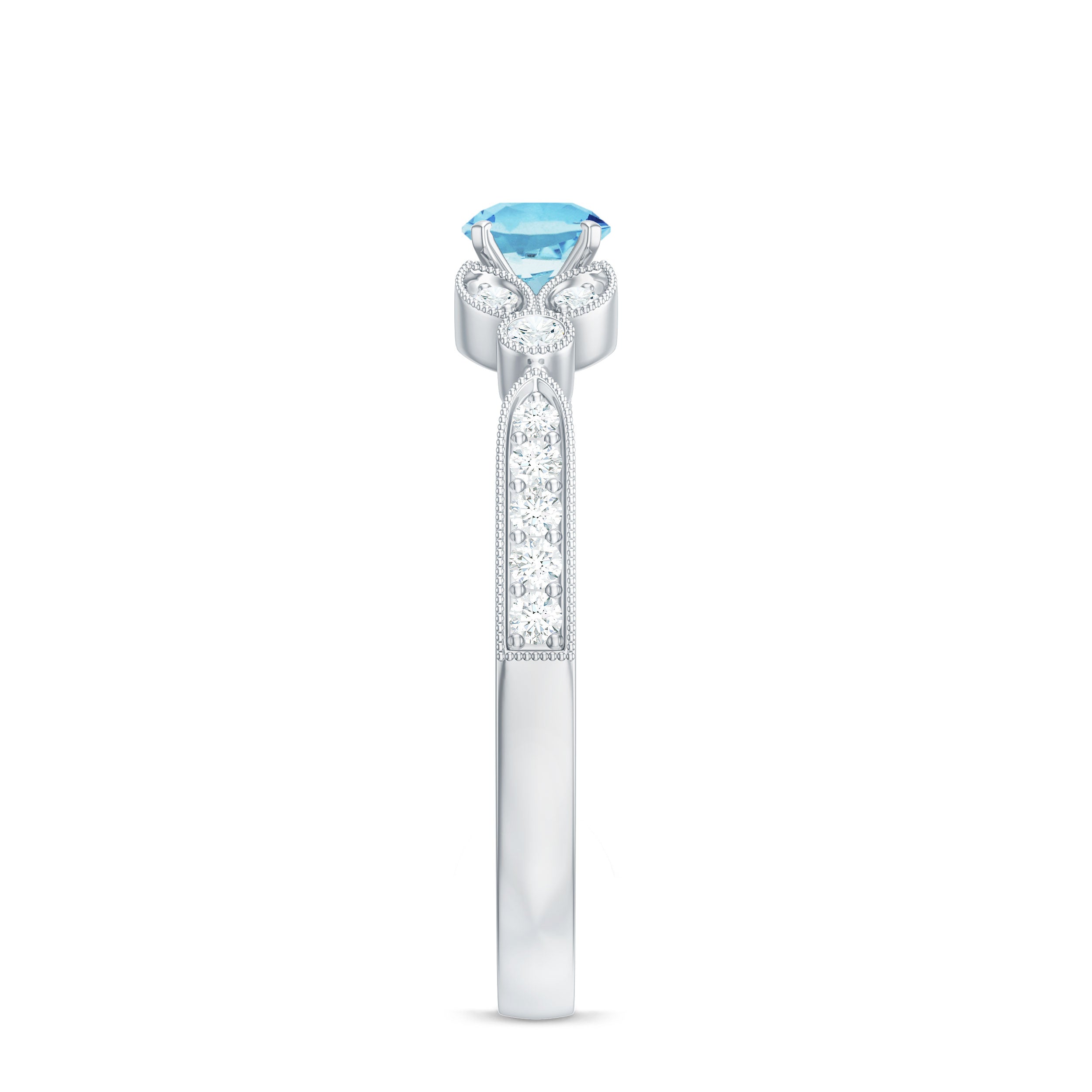 Rosec Jewels-Natural Aquamarine Diamond Engagement Ring With Certificate