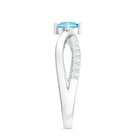 Rosec Jewels-Genuine Aquamarine Engagement Ring with Diamond Infinity Shank
