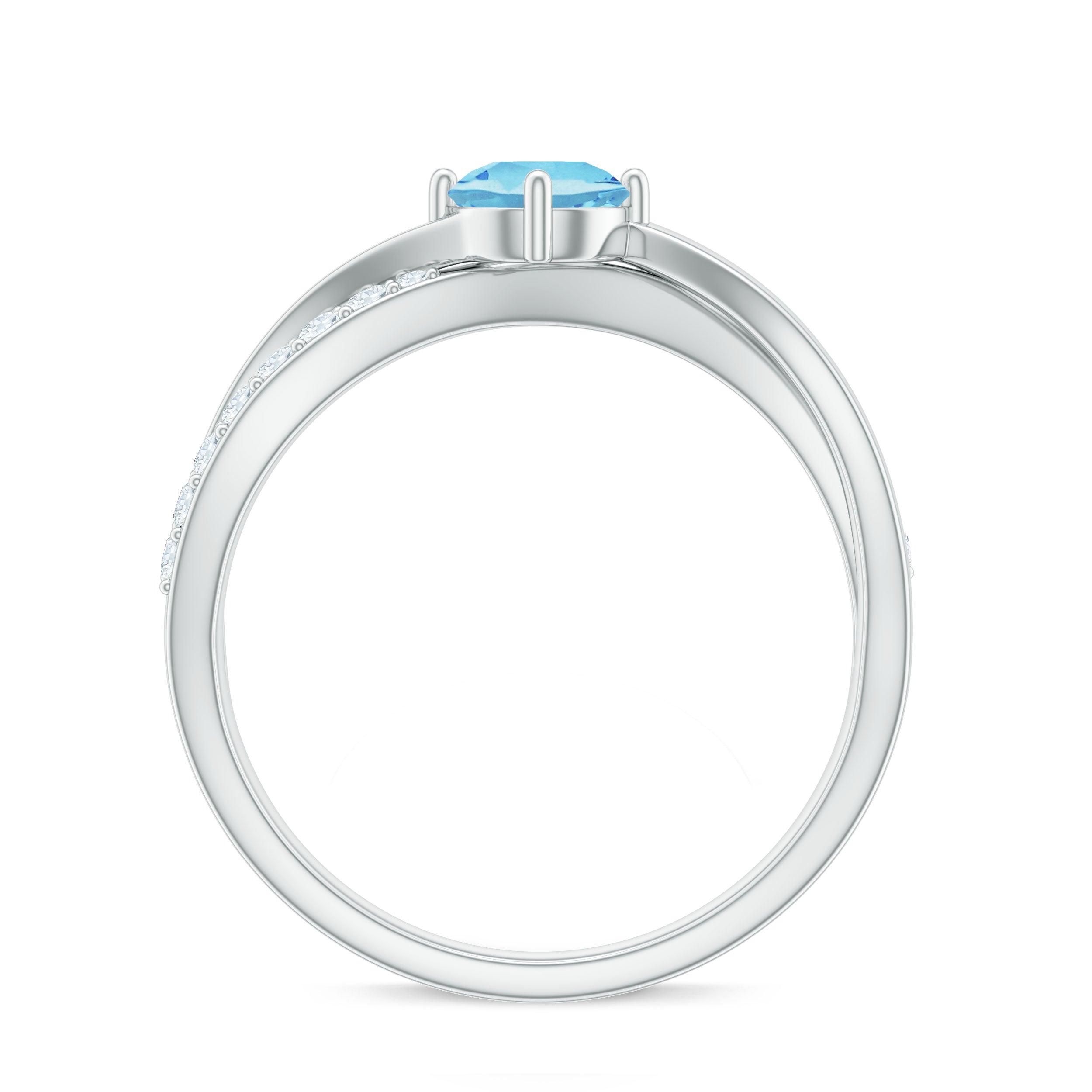 Rosec Jewels-Genuine Aquamarine Engagement Ring with Diamond Infinity Shank