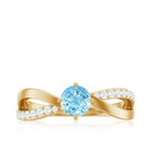Rosec Jewels-Genuine Aquamarine Engagement Ring with Diamond Infinity Shank