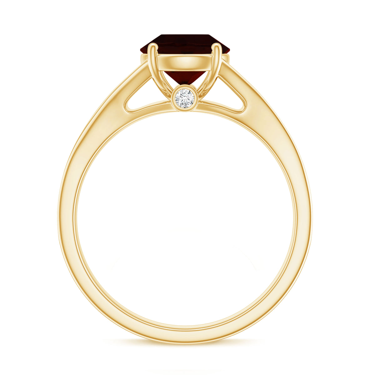 Natural Garnet Solitaire Engagement Ring with Diamond Split Shank AAA - Rosec Jewels