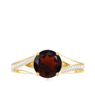 Natural Garnet Solitaire Engagement Ring with Diamond Split Shank AAA - Rosec Jewels