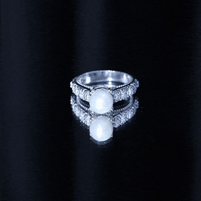Nature Inspired 7.4 Carat Freshwater Pearl Diamond Engagement Ring AAA - Rosec Jewels