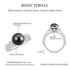 Vintage Tahitian Pearl Solitaire Engagement Ring with Diamond AAA - Rosec Jewels