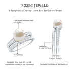 Rosec Jewels-Natural White Pearl Wedding Bridal Ring Set with Moissanite