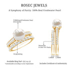 Rosec Jewels-Natural White Pearl Wedding Bridal Ring Set with Moissanite
