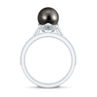 Rosec Jewels-Elegant Wedding Ring Set with 9.75 CT Tahitian Pearl and Moissanite