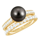 Rosec Jewels-Elegant Wedding Ring Set with 9.75 CT Tahitian Pearl and Moissanite
