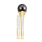 Rosec Jewels-Elegant Wedding Ring Set with 9.75 CT Tahitian Pearl and Moissanite